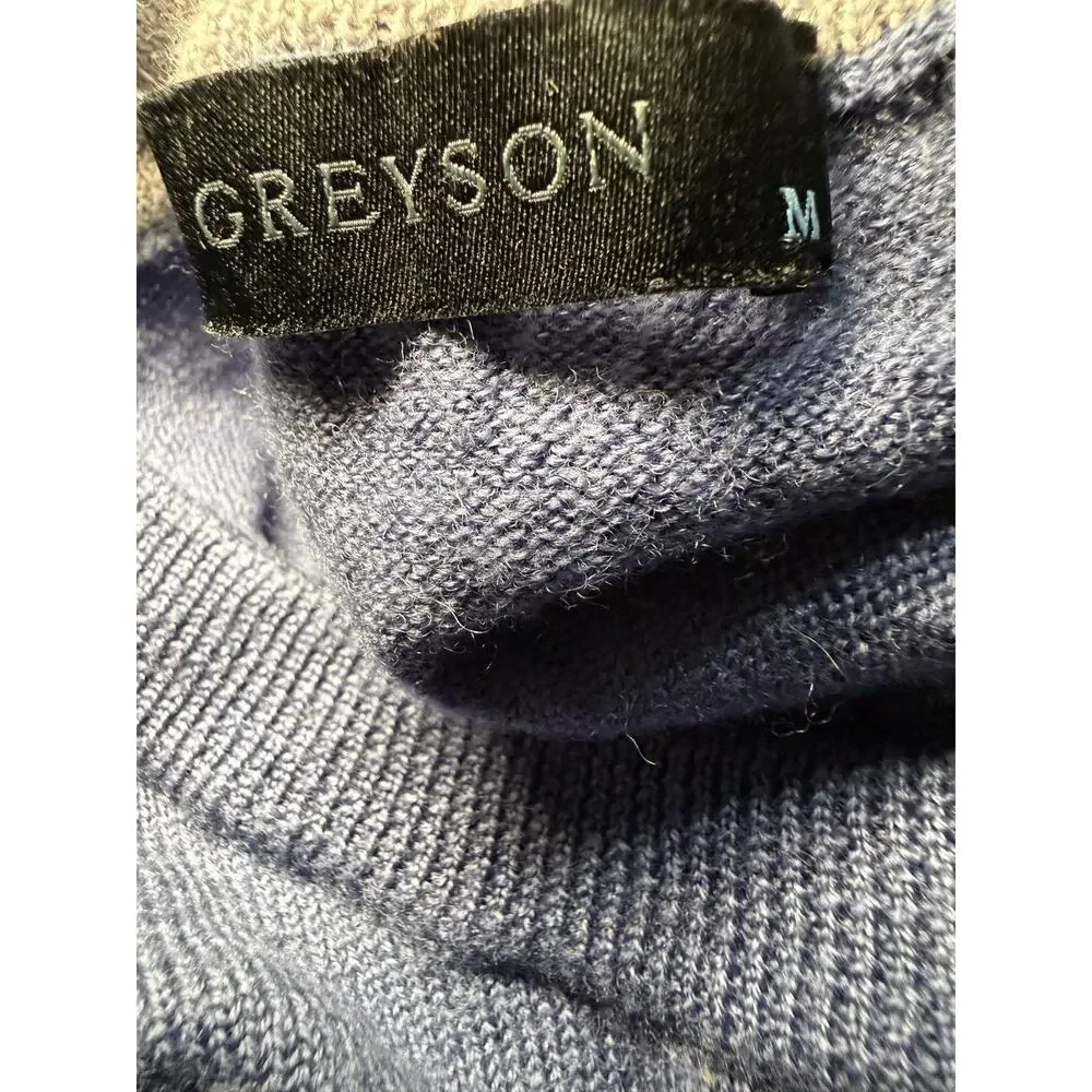 Greyson Wool Linen Crewneck Sweater, Blue Gray, Embroidered Logo, Men's Medium